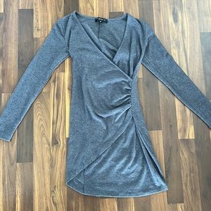 Gray Knit Wrap Dress